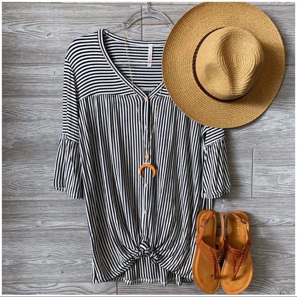 Infinity Raine Tops - ✨RESTOCKED✨Navy Striped Button Down Top